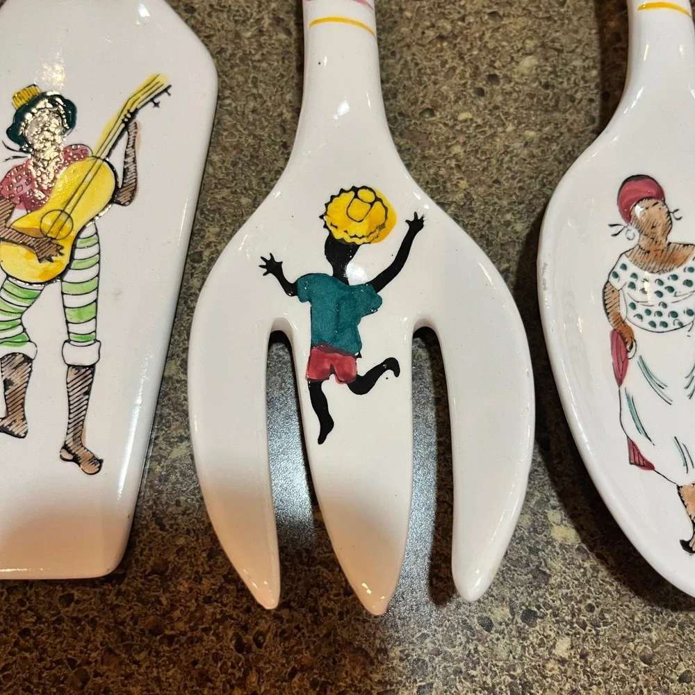 Vintage Ceramic Kitchen Utensils Wall Decor Hanging Set,‎ Japan Folk Art